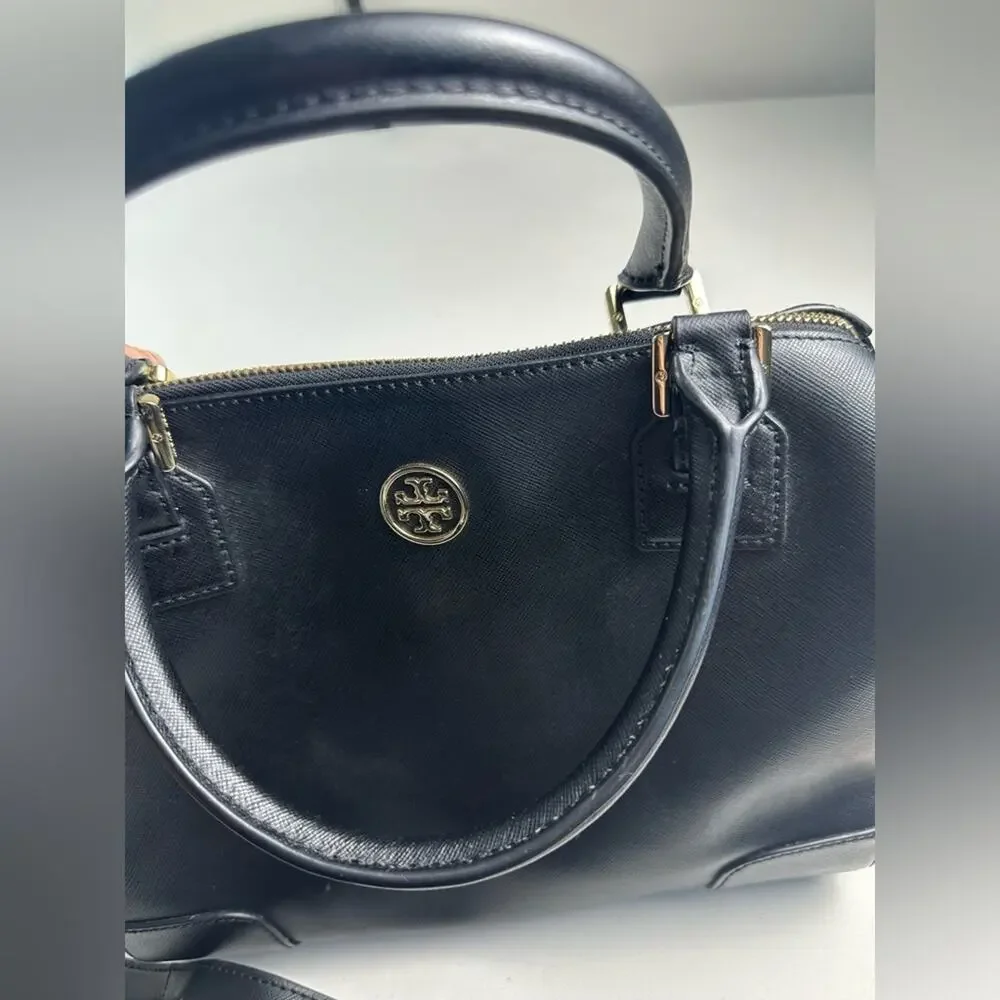 Tory Burch Robinson Bag Black With Crossbody Strap Saffiano Leather